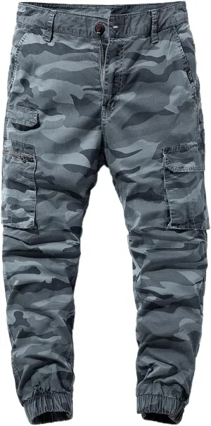 Men's Camouflage Military Cargo Pants Relaxed Fit Zipper Pockets Cotton Cargo Pants