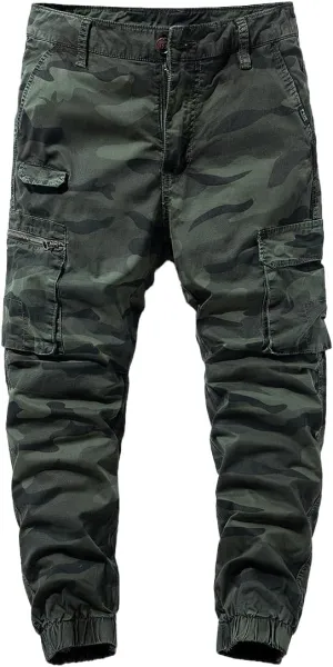 Men's Camouflage Military Cargo Pants Relaxed Fit Zipper Pockets Cotton Cargo Pants