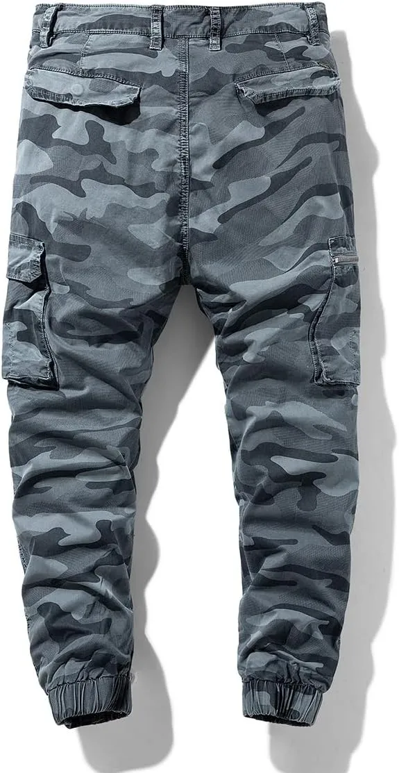Men's Camouflage Military Cargo Pants Relaxed Fit Zipper Pockets Cotton Cargo Pants