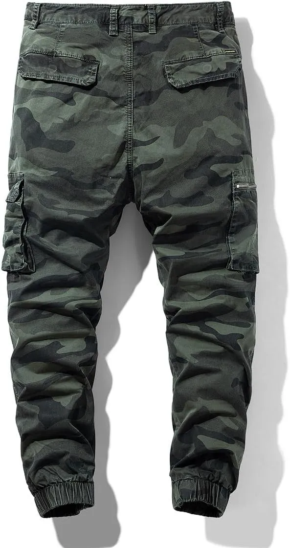 Men's Camouflage Military Cargo Pants Relaxed Fit Zipper Pockets Cotton Cargo Pants