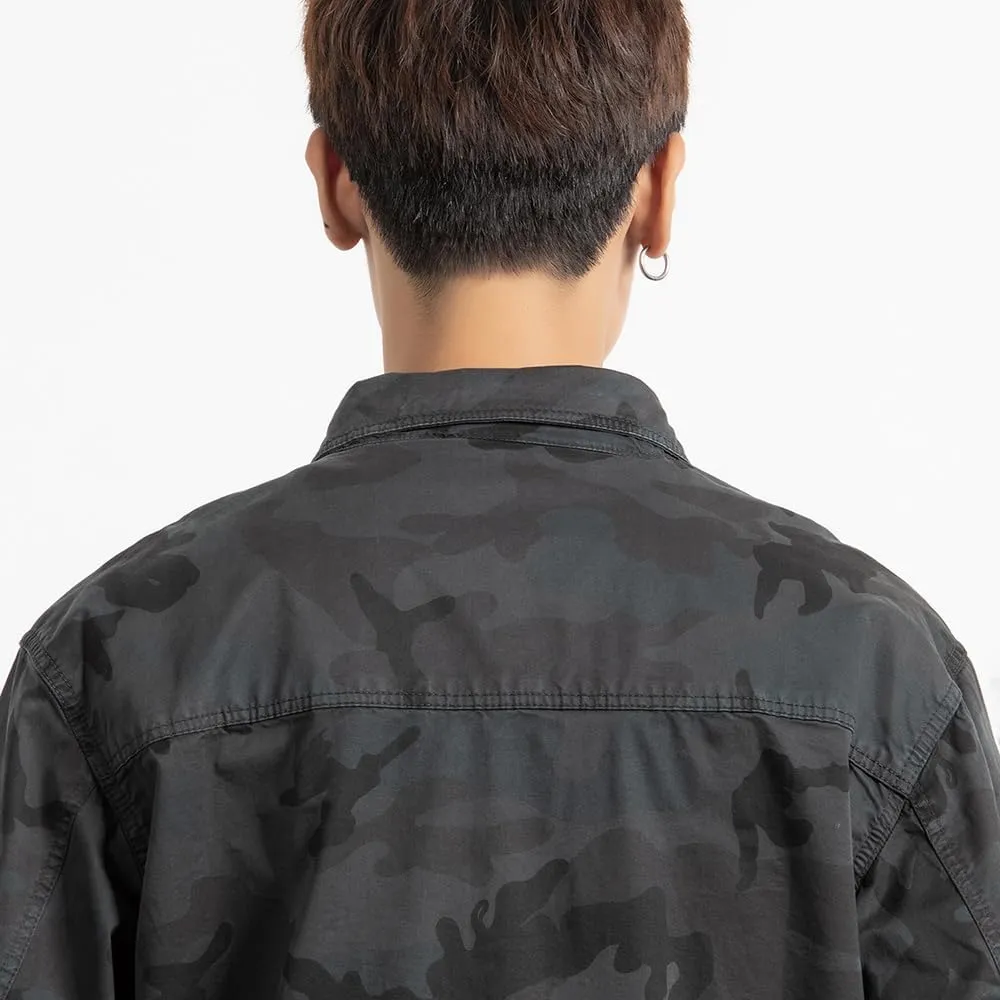 Men's Camouflage Military Shirts Relaxed Fit Multi Pockets Cotton Long Sleeves Shirts