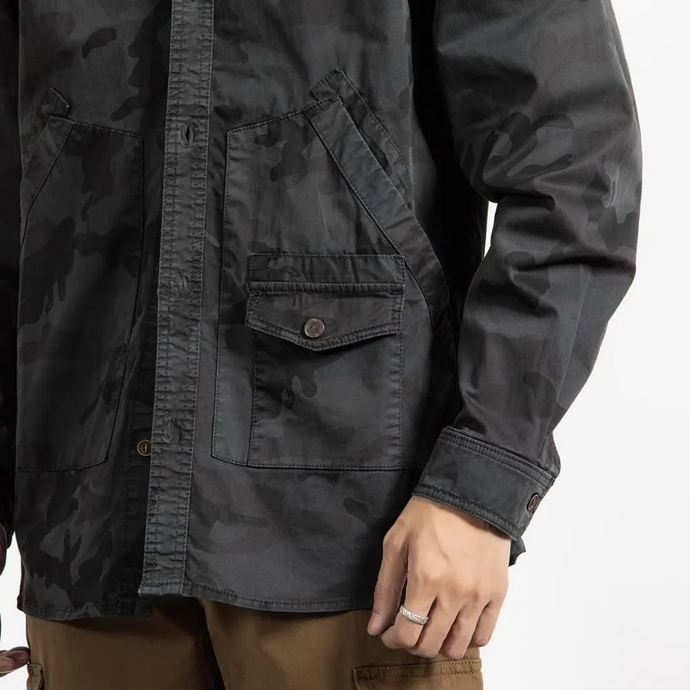 Men's Camouflage Military Shirts Relaxed Fit Multi Pockets Cotton Long Sleeves Shirts