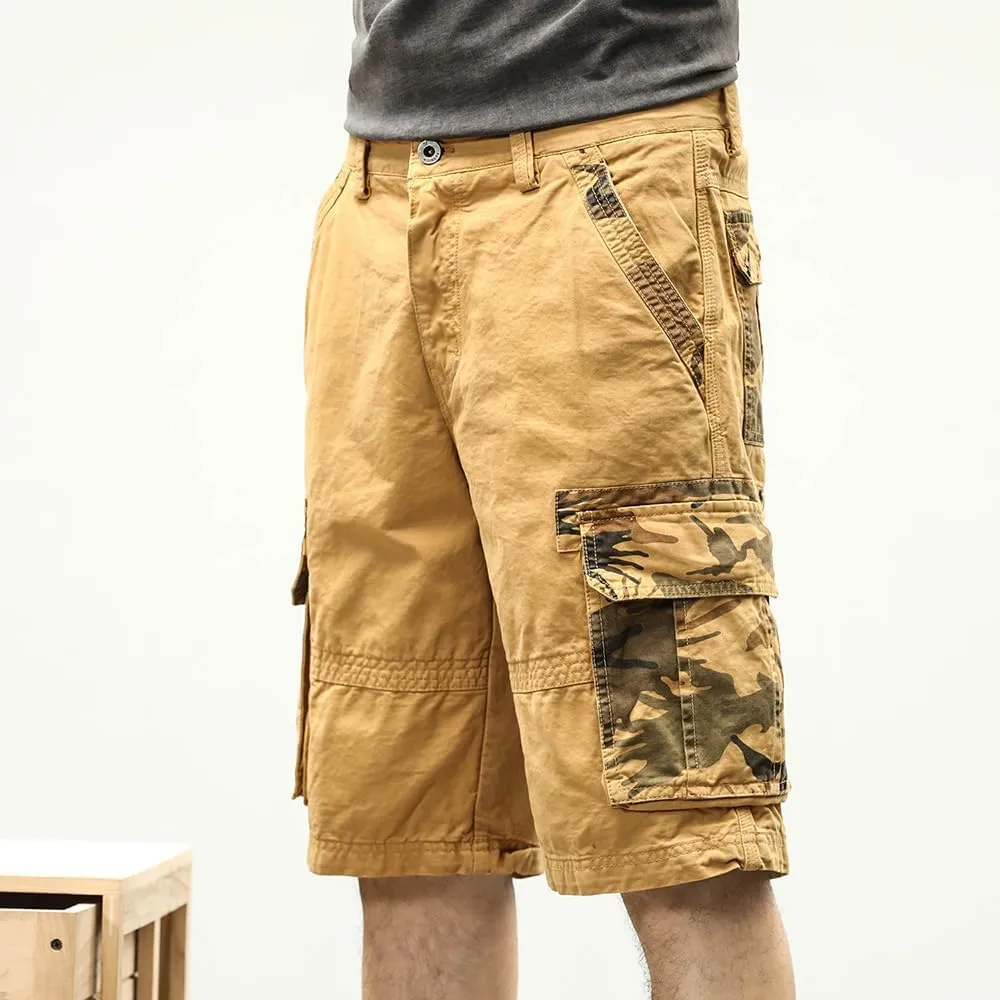 Men's Camouflage Pockets Cargo Shorts Summer Regular Fit Cotton Hiking Cargo Shorts