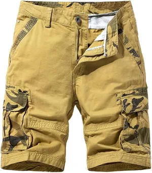 Men's Camouflage Pockets Cargo Shorts Summer Regular Fit Cotton Hiking Cargo Shorts