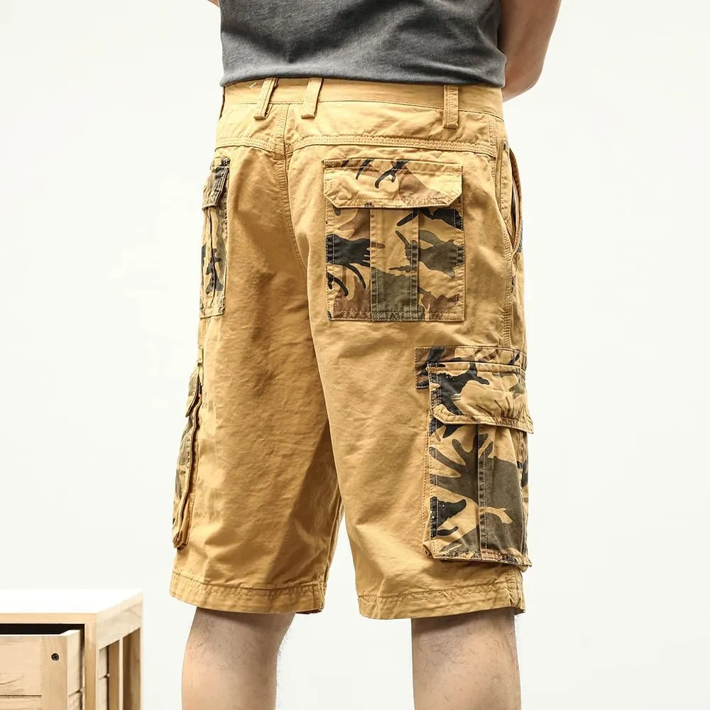 Men's Camouflage Pockets Cargo Shorts Summer Regular Fit Cotton Hiking Cargo Shorts