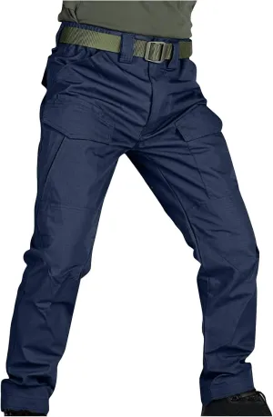 Men's Combat Cargo Pants Water-Proof Stretch Tactical Hiking Trousers Outdoor Cozy Straight Cut Tooling Work Pants
