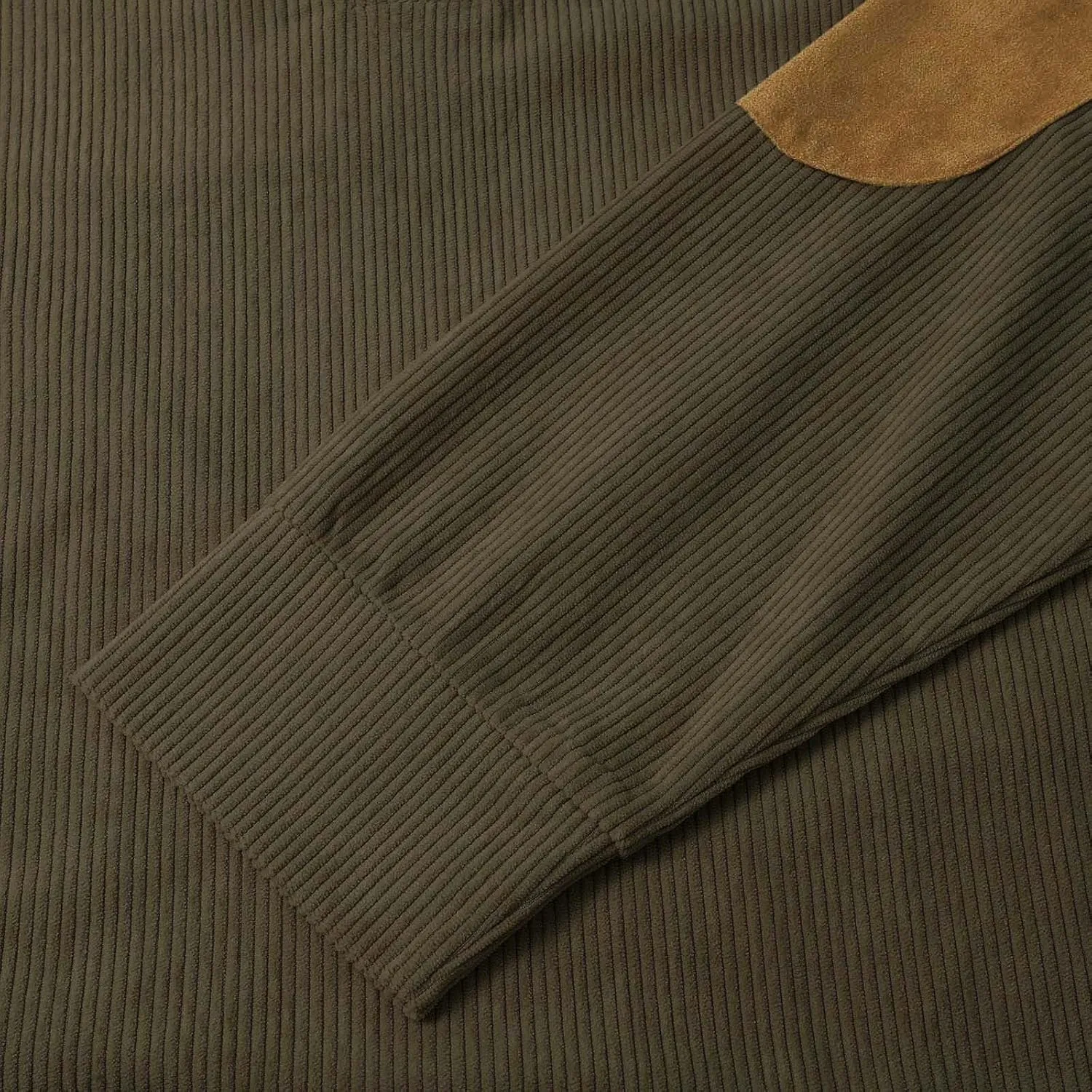Mens Corduroy Sweatshirt Casual Stand Collar Button Up Pullover Long Sleeve Polo Sweater Shirts with Elbow Patches
