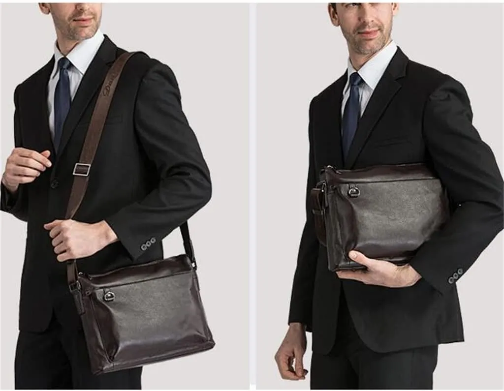Men's Cross Section Business Layer Cowhide Shoulder Bag Shoulder Crossbody Bag Cowhide Bag Leather Men's Bag