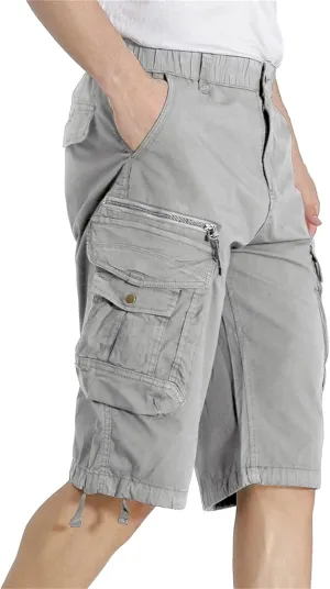 Mens Elastic Waist Cargo Shorts Zipper Pocket Relaxed Fit Stretch Cotton Hiking Camo Cargo Shorts for Men