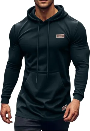Men's Hoodies Basic Solid Vintage Drawstring Casual Loose Pullover Tops Big And Tall Comfy Lightweight Clothes 2024