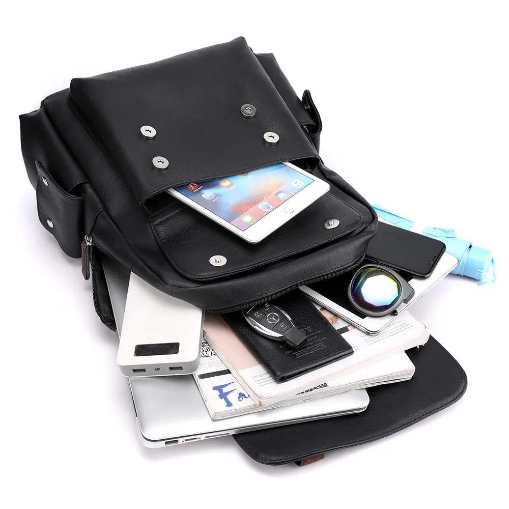 Men's Large Capacity Korean Computer Fashion Leather Backpacks