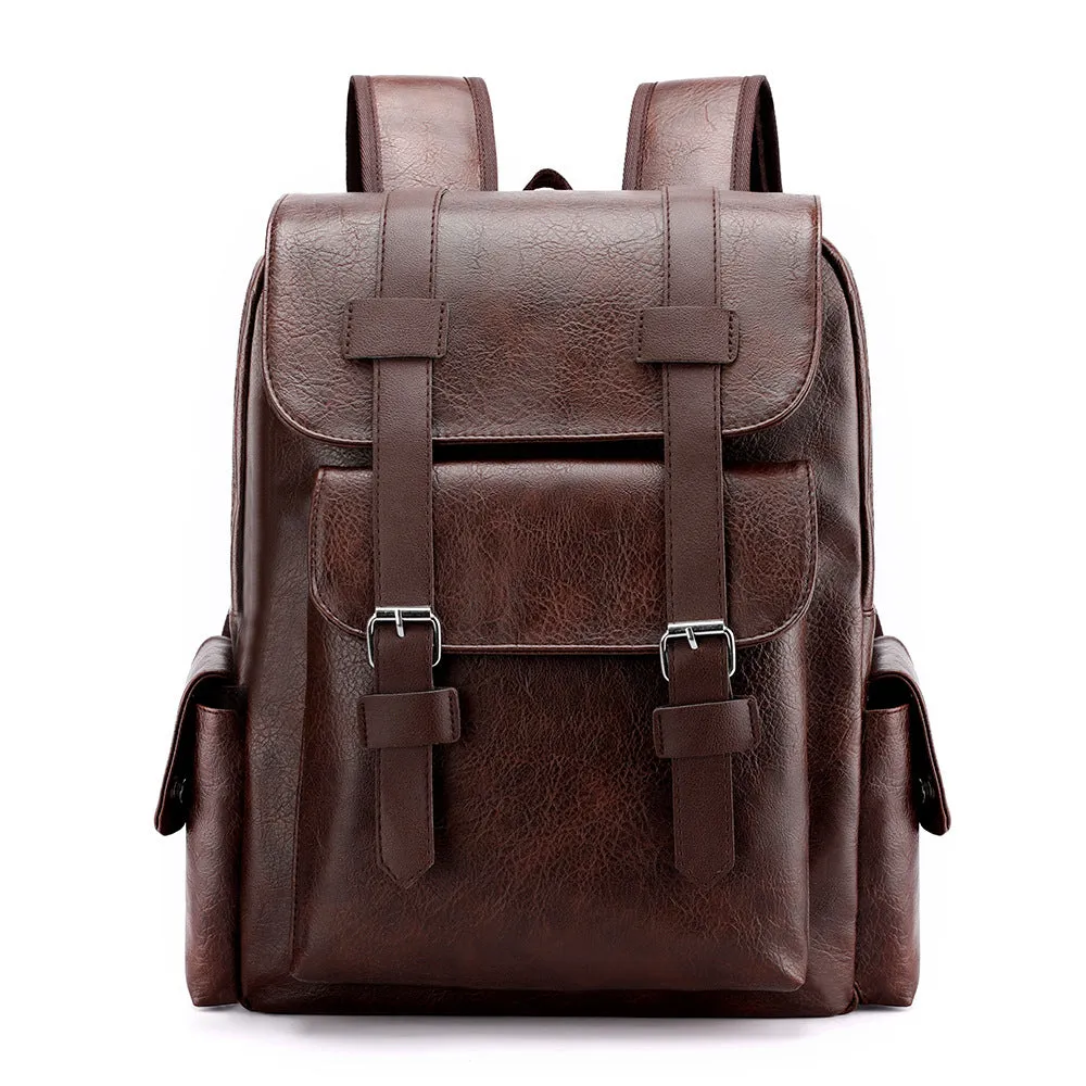 Men's Large Capacity Korean Computer Fashion Leather Backpacks