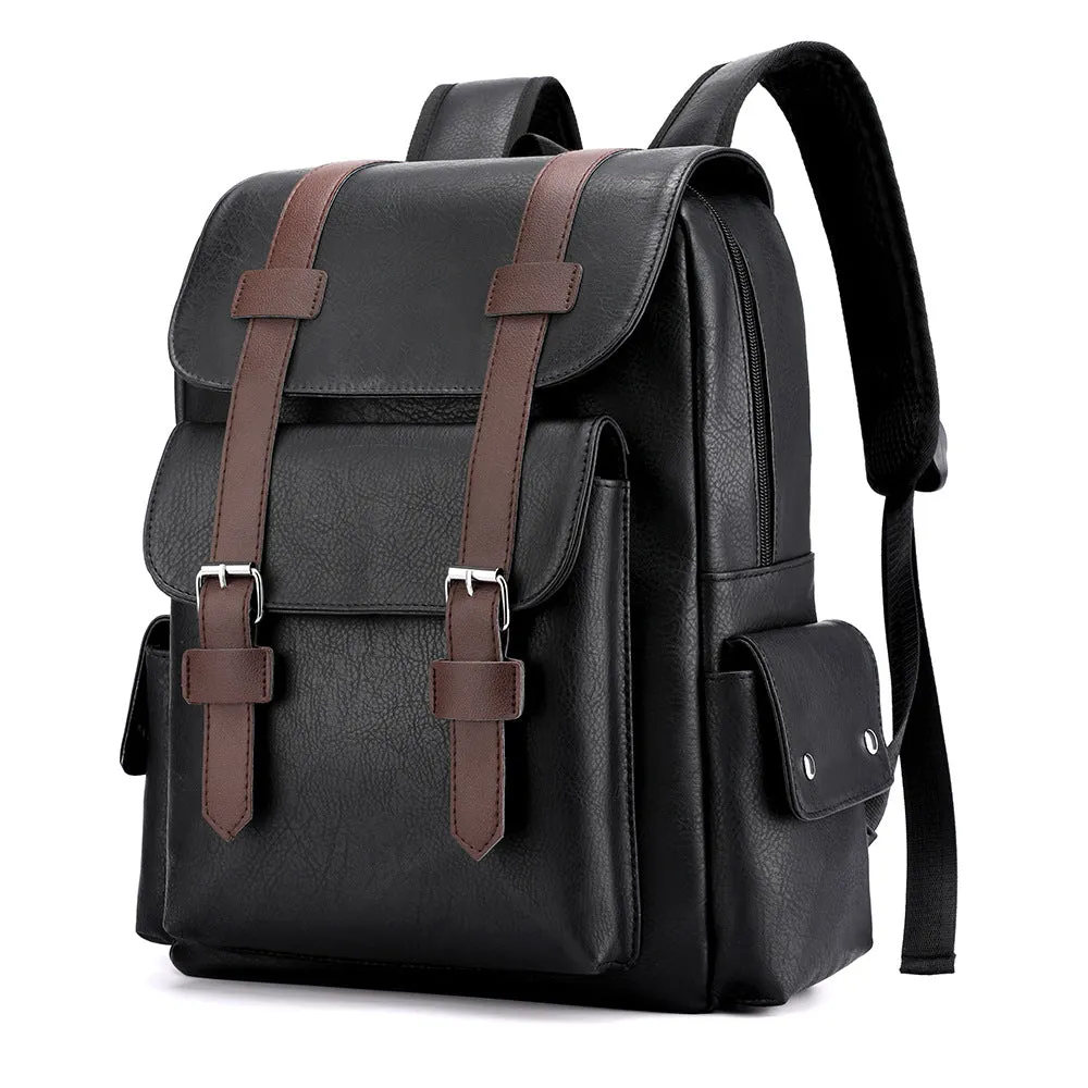 Men's Large Capacity Korean Computer Fashion Leather Backpacks