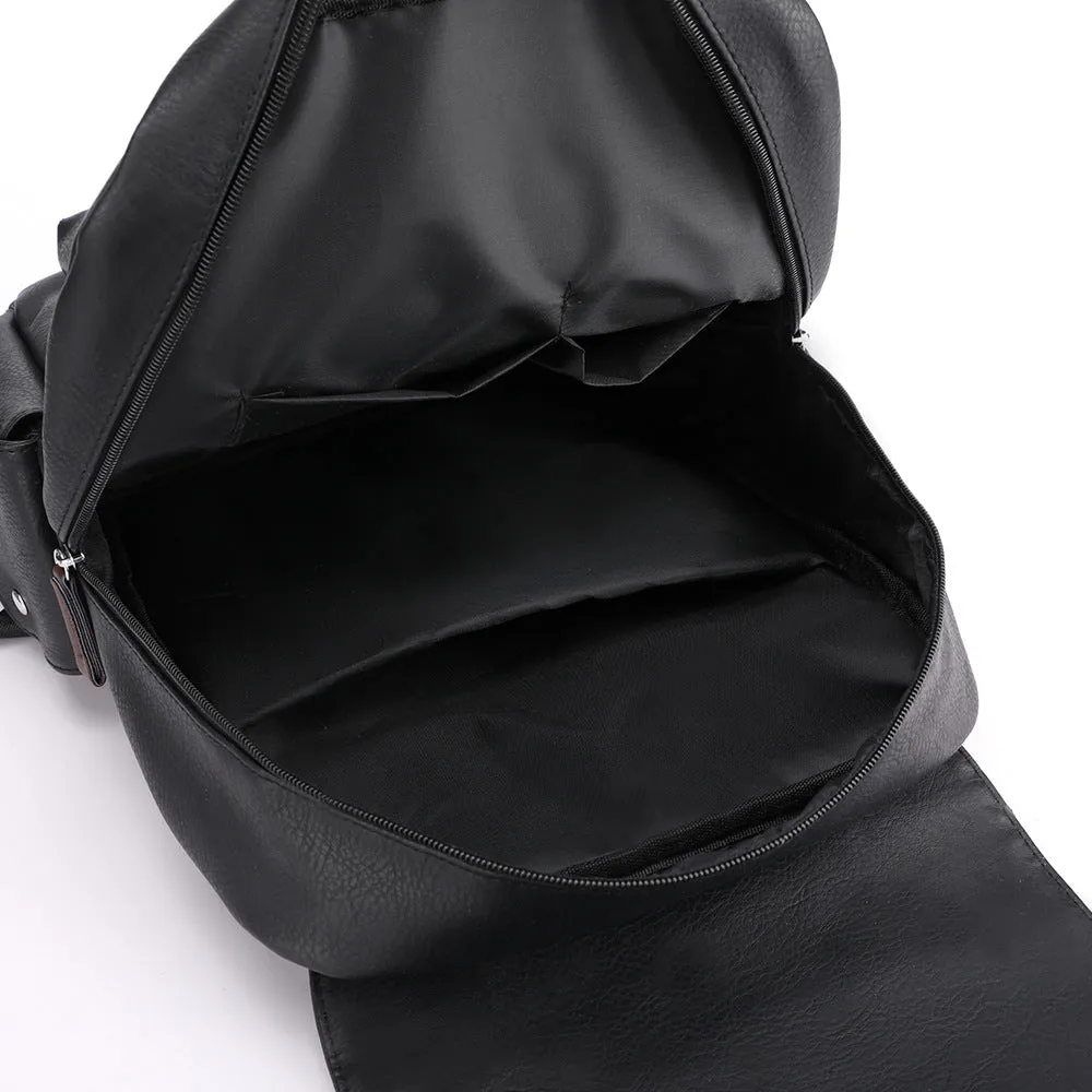 Men's Large Capacity Korean Computer Fashion Leather Backpacks