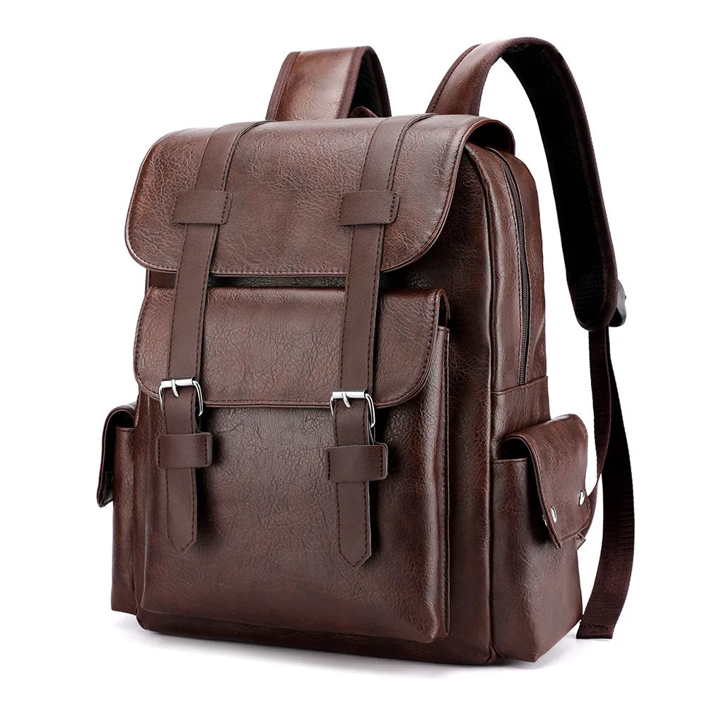 Men's Large Capacity Korean Computer Fashion Leather Backpacks