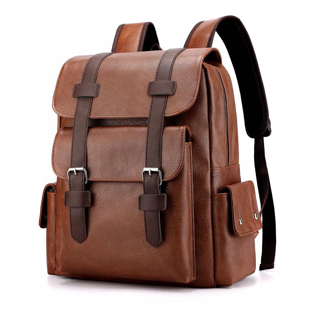 Men's Large Capacity Korean Computer Fashion Leather Backpacks