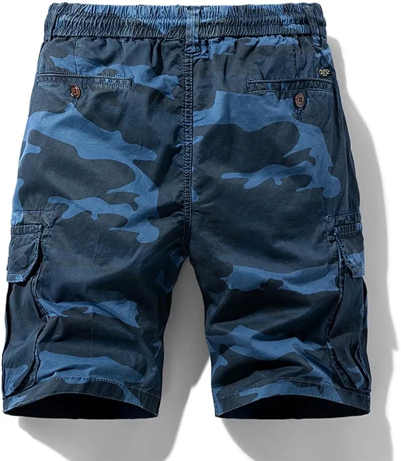 Men's Multi Pockets Camouflage Cargo Shorts Summer Relaxed Fit Cotton Hiking Cargo Shorts
