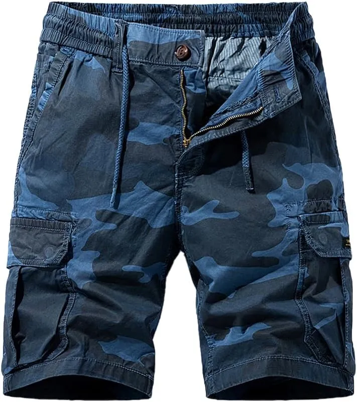 Men's Multi Pockets Camouflage Cargo Shorts Summer Relaxed Fit Cotton Hiking Cargo Shorts