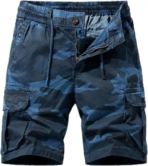 Men's Multi Pockets Camouflage Cargo Shorts Summer Relaxed Fit Cotton Hiking Cargo Shorts