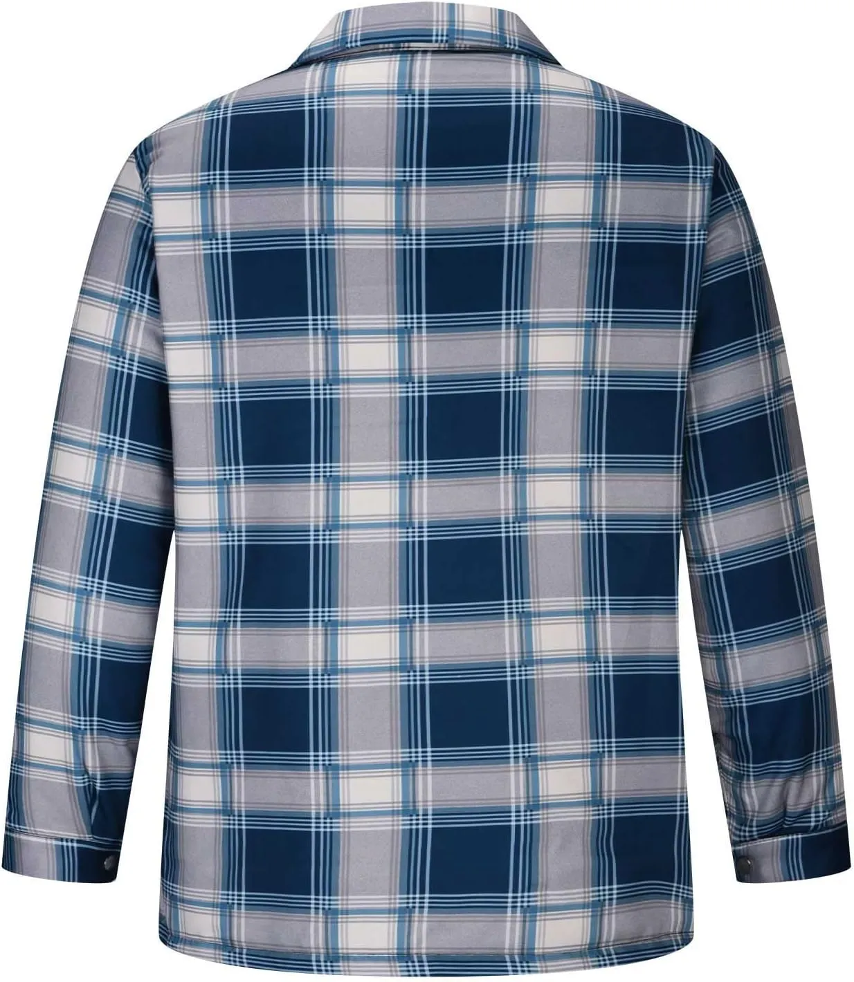 Mens Sherpa Lined Shacket Regular Fit Long Sleeve Plaid Shacket Coat Casual Long Sleeve Buttons Shirts Jackets