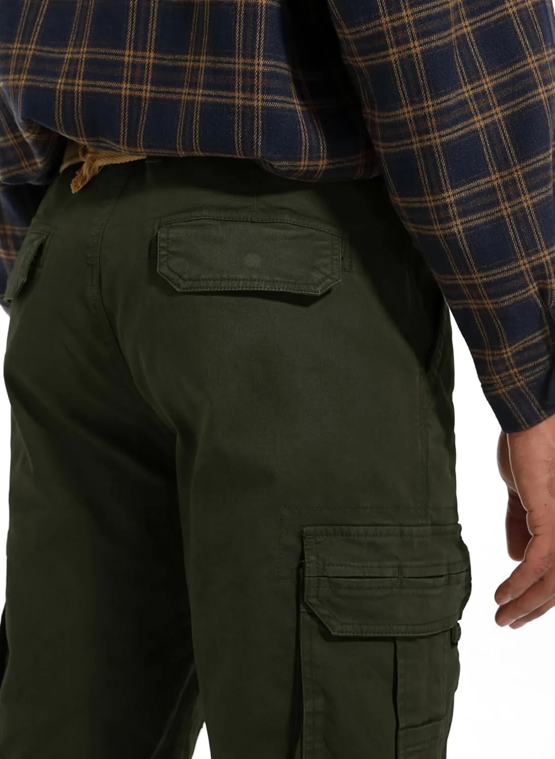 Men's Twill Slim-Fit Cargo Hiking Pants Stretch Cotton Casual Outdoor Tactical Utility Work Military Combat Pants