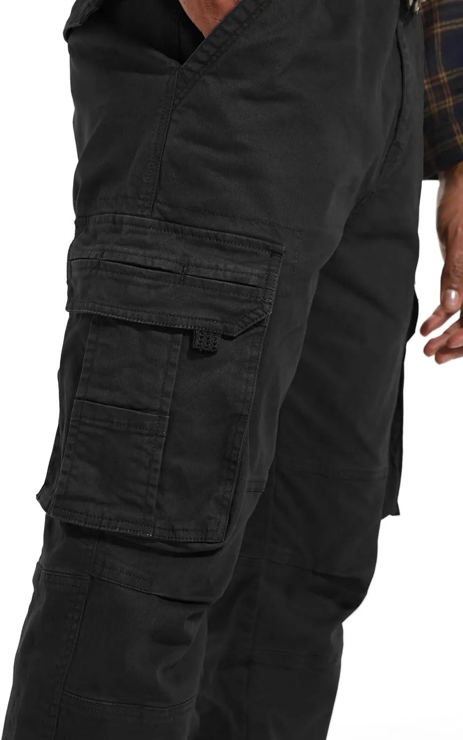 Men's Twill Slim-Fit Cargo Hiking Pants Stretch Cotton Casual Outdoor Tactical Utility Work Military Combat Pants