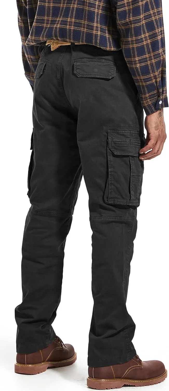 Men's Twill Slim-Fit Cargo Hiking Pants Stretch Cotton Casual Outdoor Tactical Utility Work Military Combat Pants