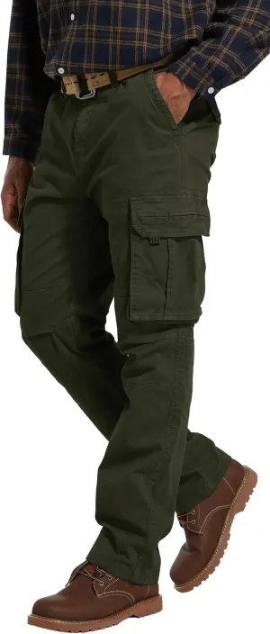 Men's Twill Slim-Fit Cargo Hiking Pants Stretch Cotton Casual Outdoor Tactical Utility Work Military Combat Pants