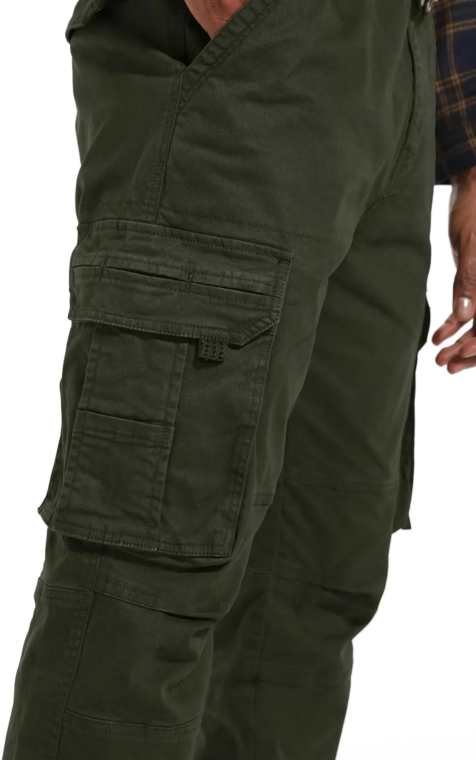 Men's Twill Slim-Fit Cargo Hiking Pants Stretch Cotton Casual Outdoor Tactical Utility Work Military Combat Pants