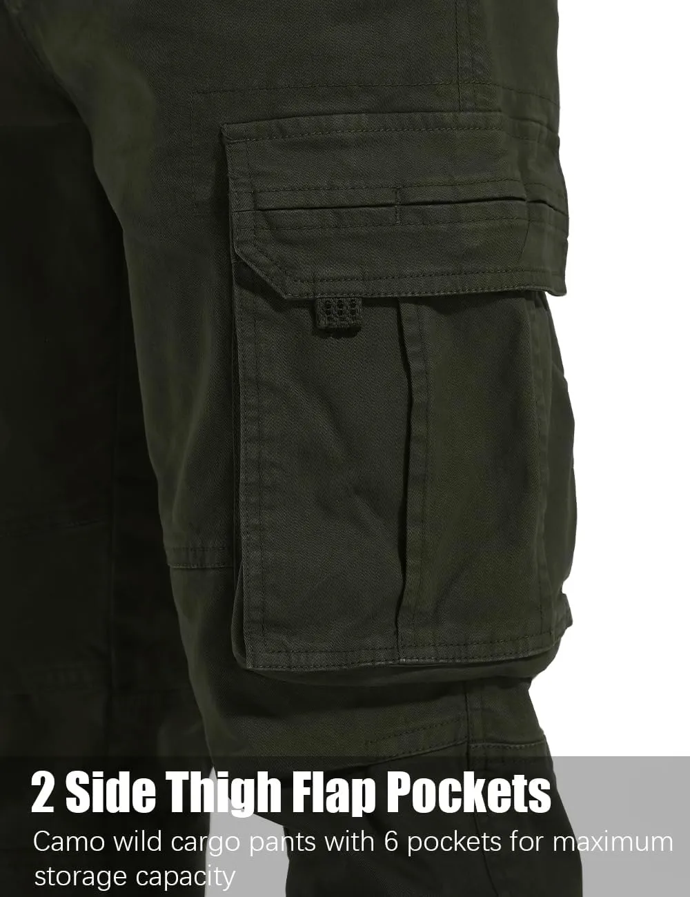 Men's Twill Slim-Fit Cargo Hiking Pants Stretch Cotton Casual Outdoor Tactical Utility Work Military Combat Pants