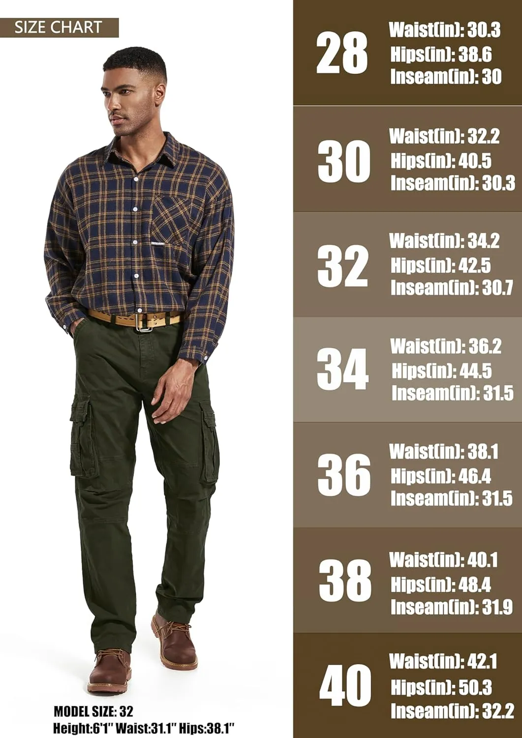 Men's Twill Slim-Fit Cargo Hiking Pants Stretch Cotton Casual Outdoor Tactical Utility Work Military Combat Pants