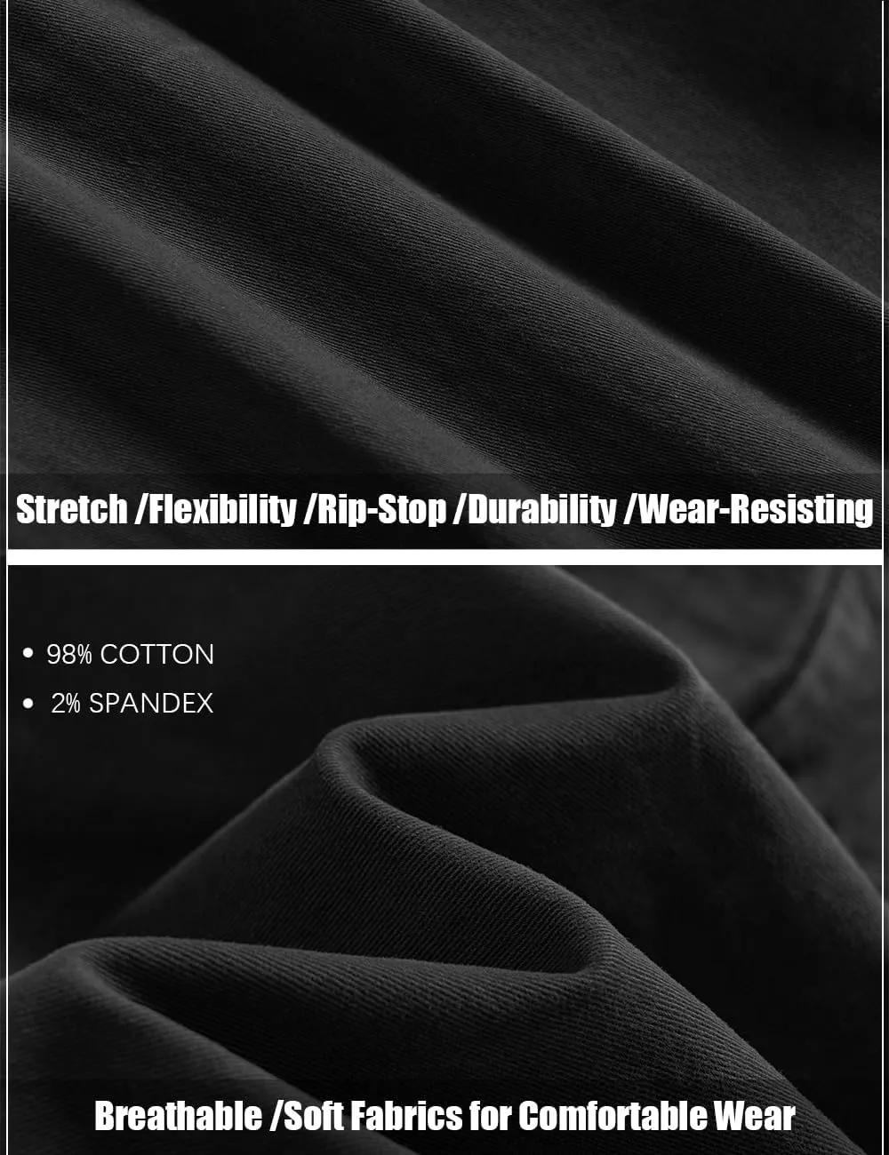 Men's Twill Slim-Fit Cargo Hiking Pants Stretch Cotton Casual Outdoor Tactical Utility Work Military Combat Pants