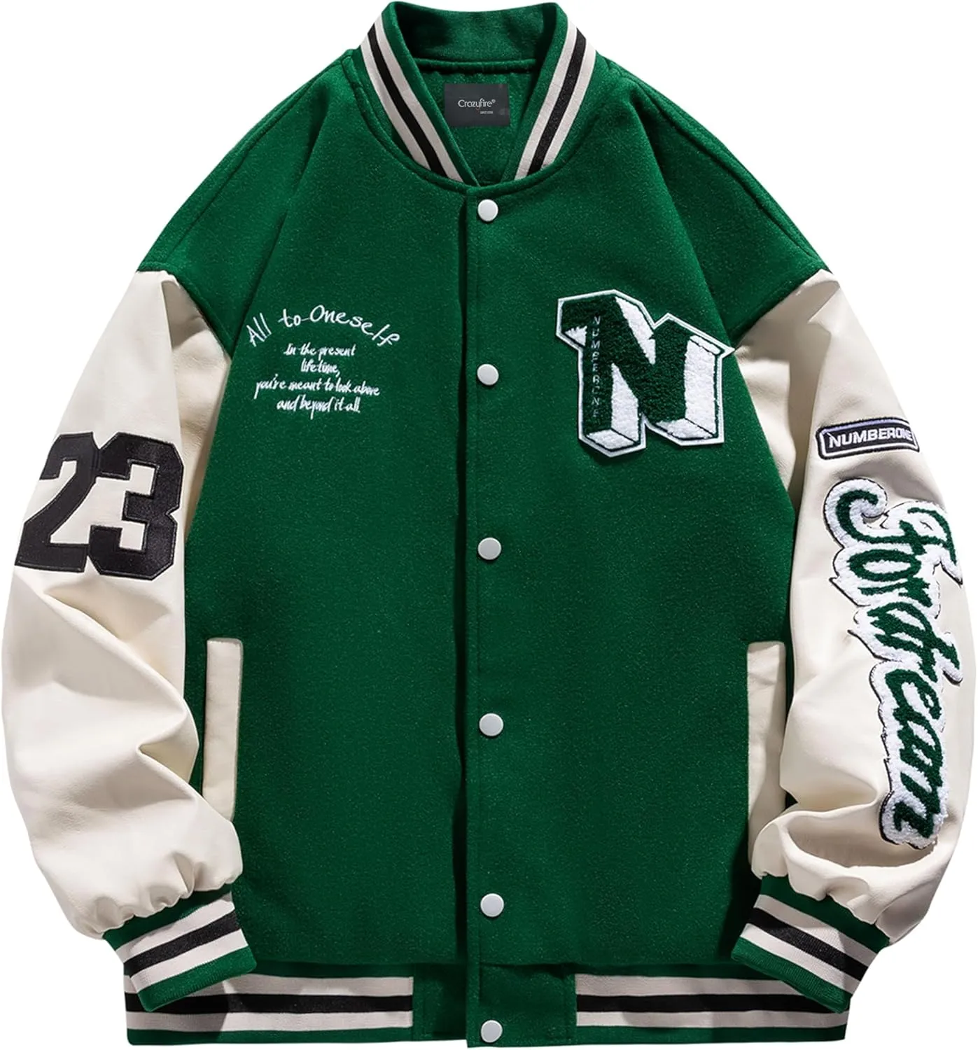 Mens Varsity Letterman Jackets: Vintage Streetwear Baseball Bomber Jacket for Men Women Casual Leather Sleeves Coat