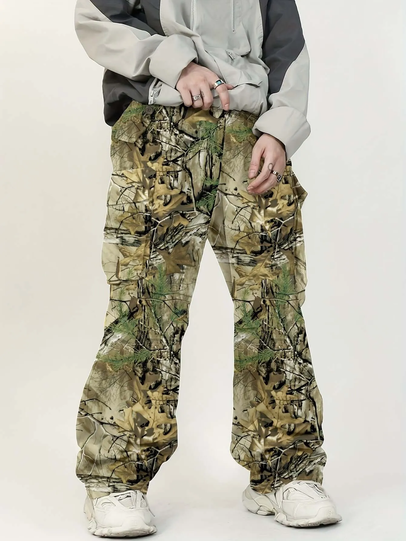 Men's Y2K Camo Cargo Pants – Loose Fit, Multi-Pocket