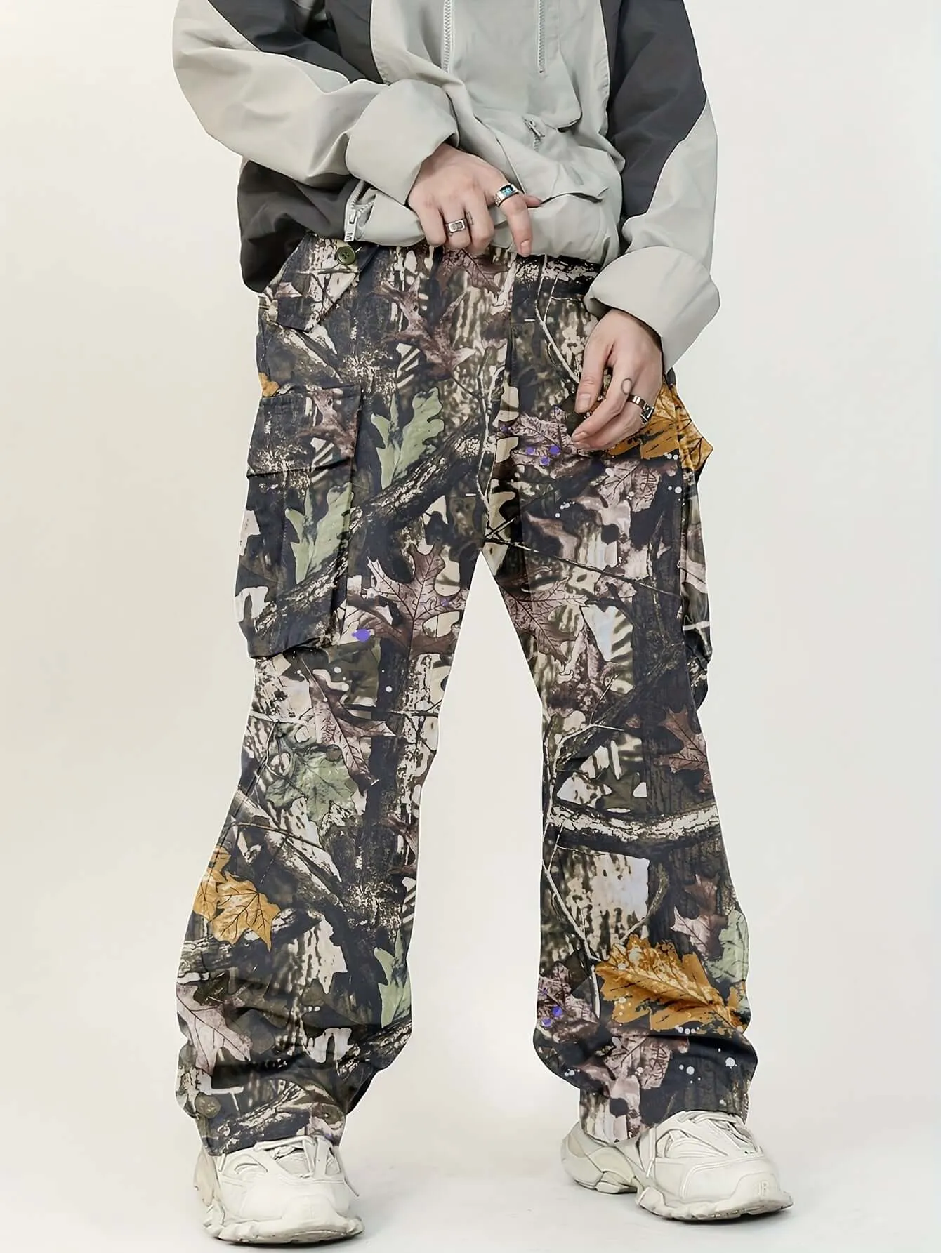 Men's Y2K Camo Cargo Pants – Loose Fit, Multi-Pocket