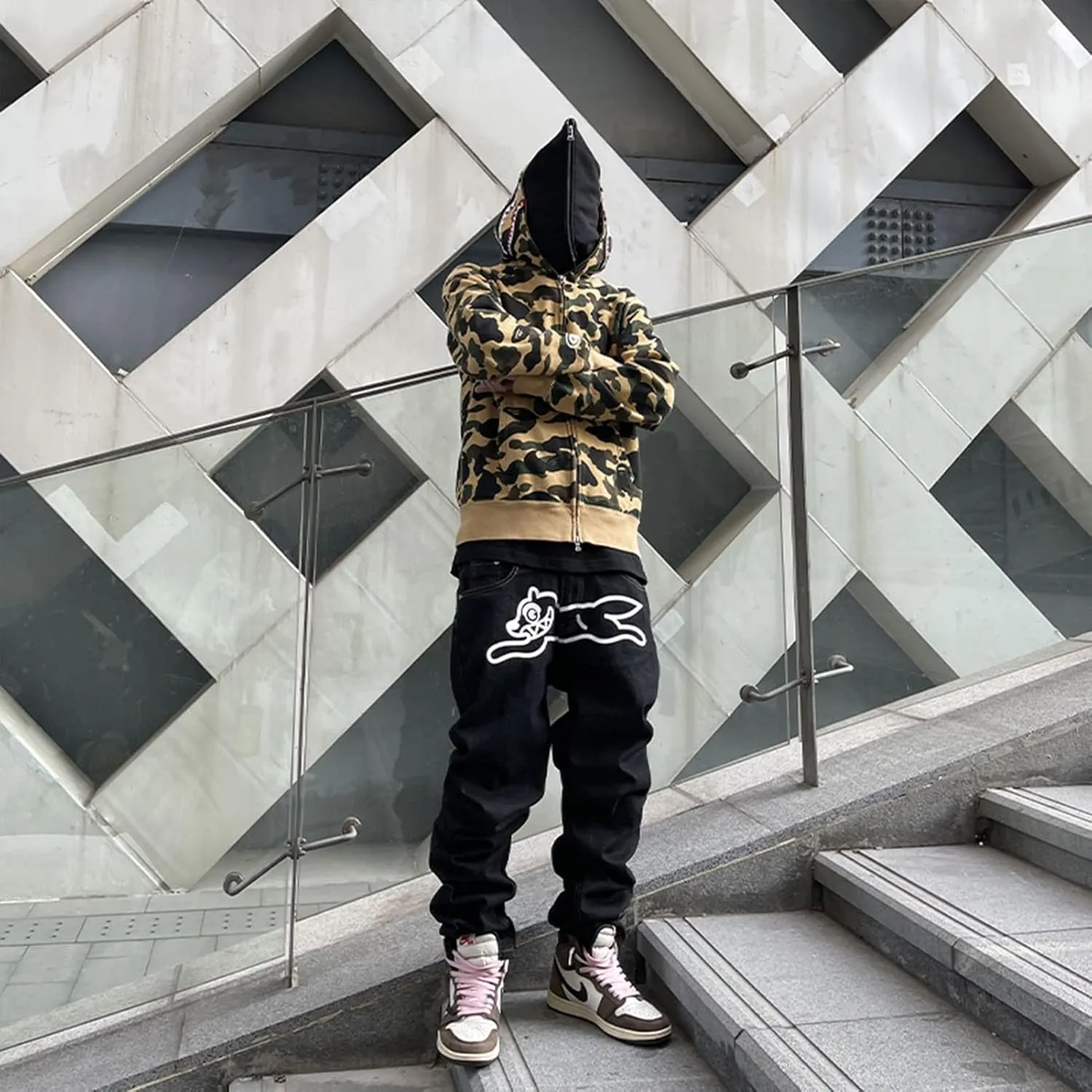 Men's Y2K Jeans Hip Hop Baggy Denim Pants Vintage Skateboard Pants Grunge Clothes Loose Fit Graphic Jeans