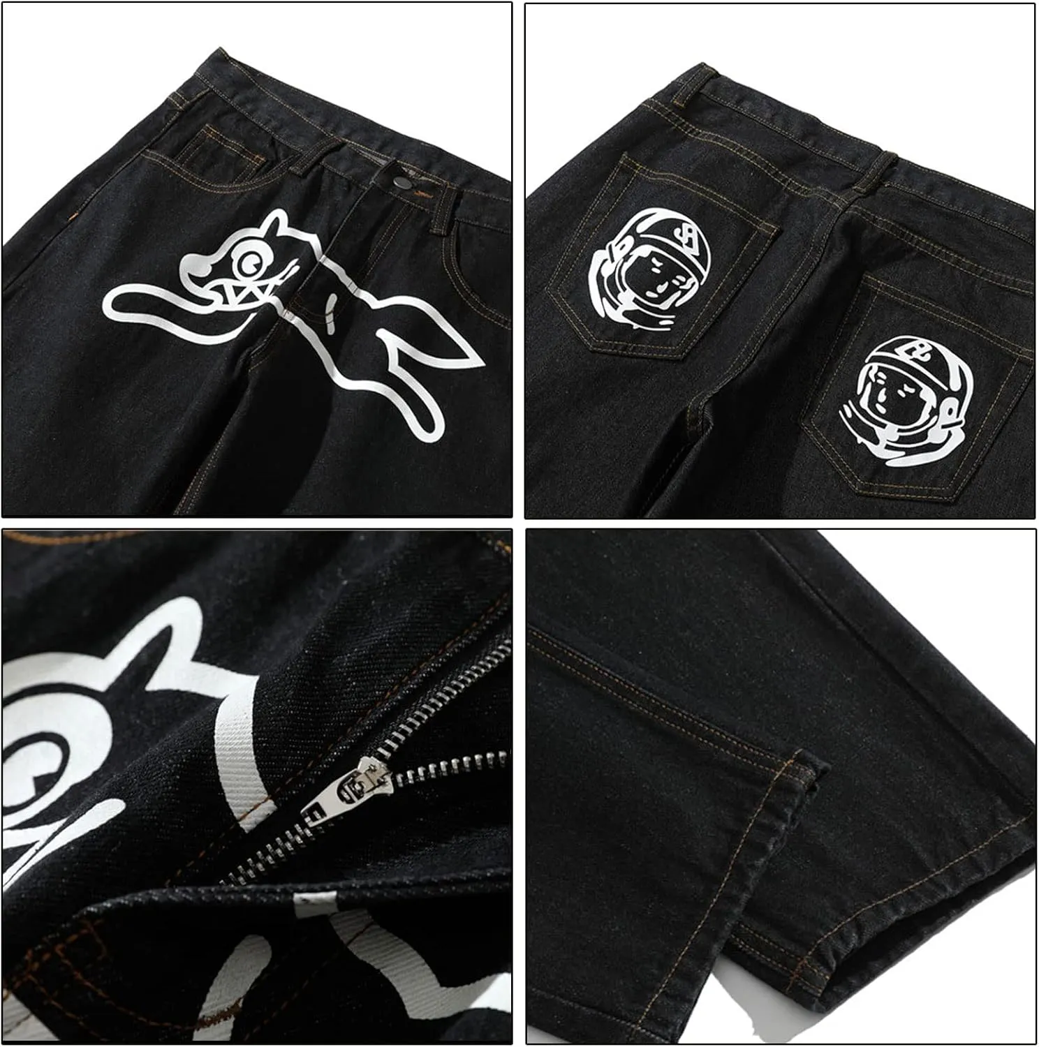 Men's Y2K Jeans Hip Hop Baggy Denim Pants Vintage Skateboard Pants Grunge Clothes Loose Fit Graphic Jeans