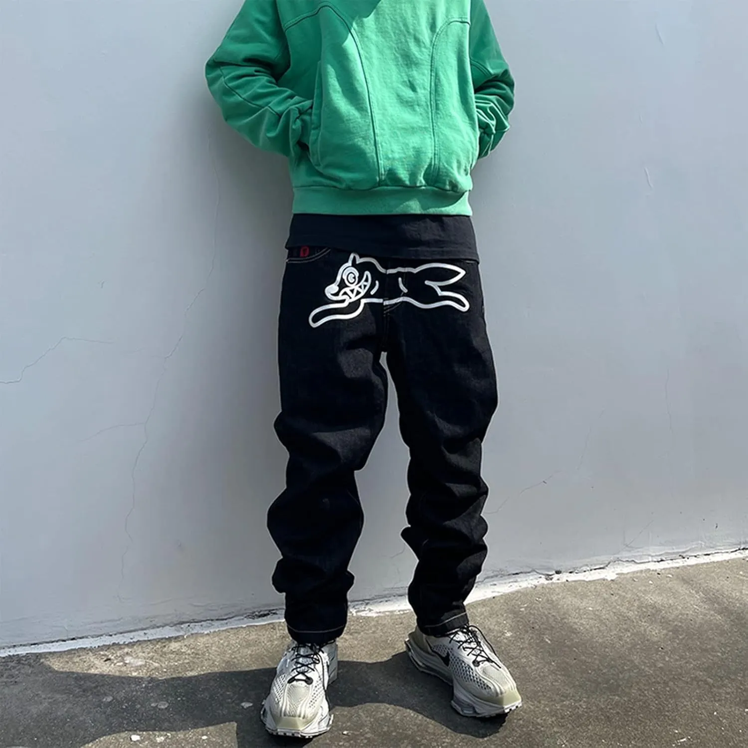 Men's Y2K Jeans Hip Hop Baggy Denim Pants Vintage Skateboard Pants Grunge Clothes Loose Fit Graphic Jeans