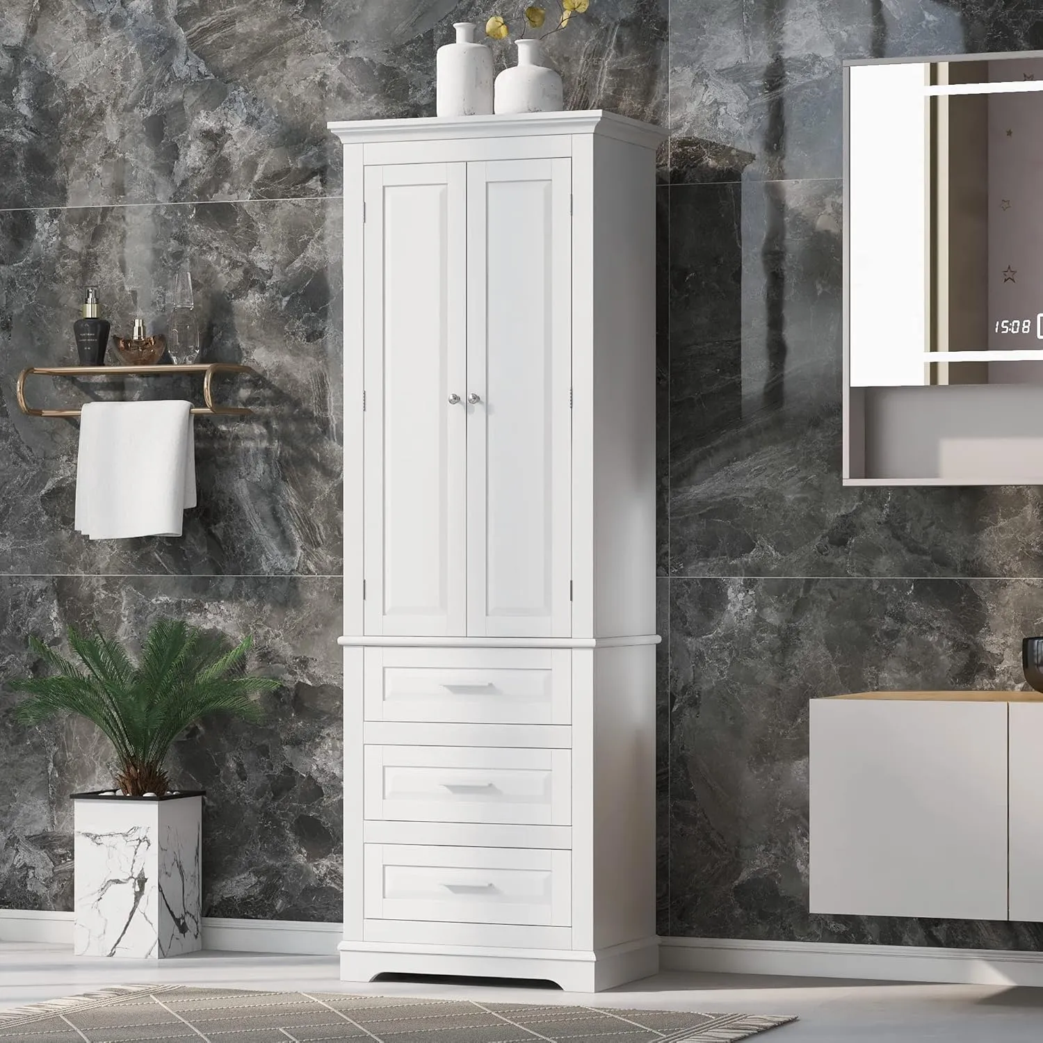 Merax 70" Tall Kitchen Pantry Cabinet with Doors and Drawers, Storage Shelf Organizers for Home, Bathroom and Living Room,