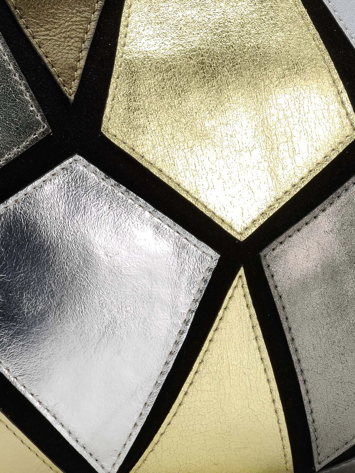 Metallic Patchwork Zip Clutch
