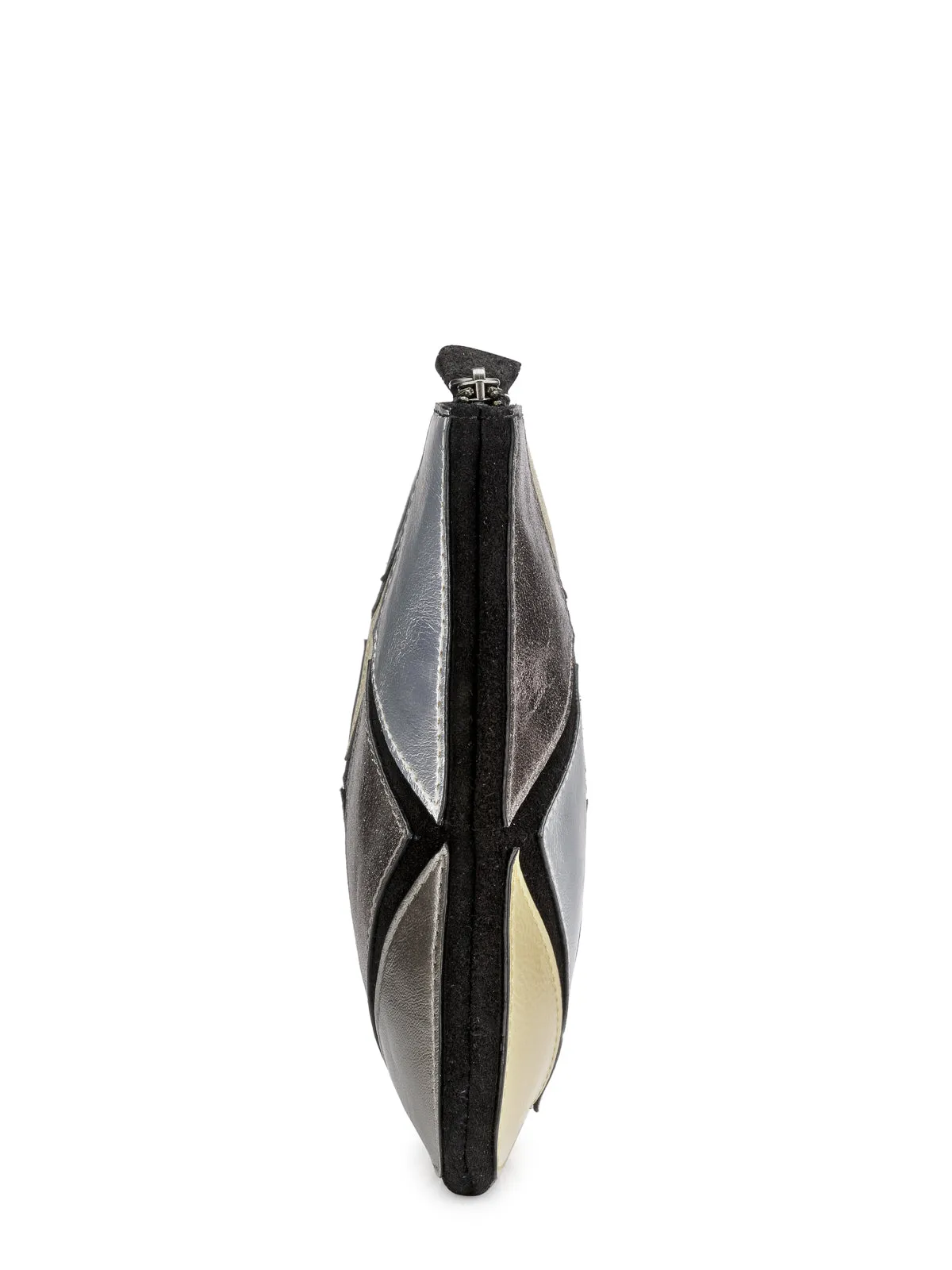 Metallic Patchwork Zip Clutch
