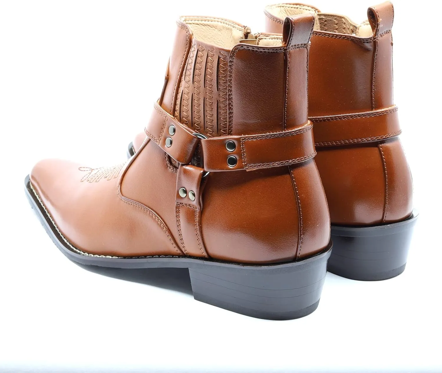 Metrocharm Diego-02 Men's Belt Strap Studded Western Cowboy Boots