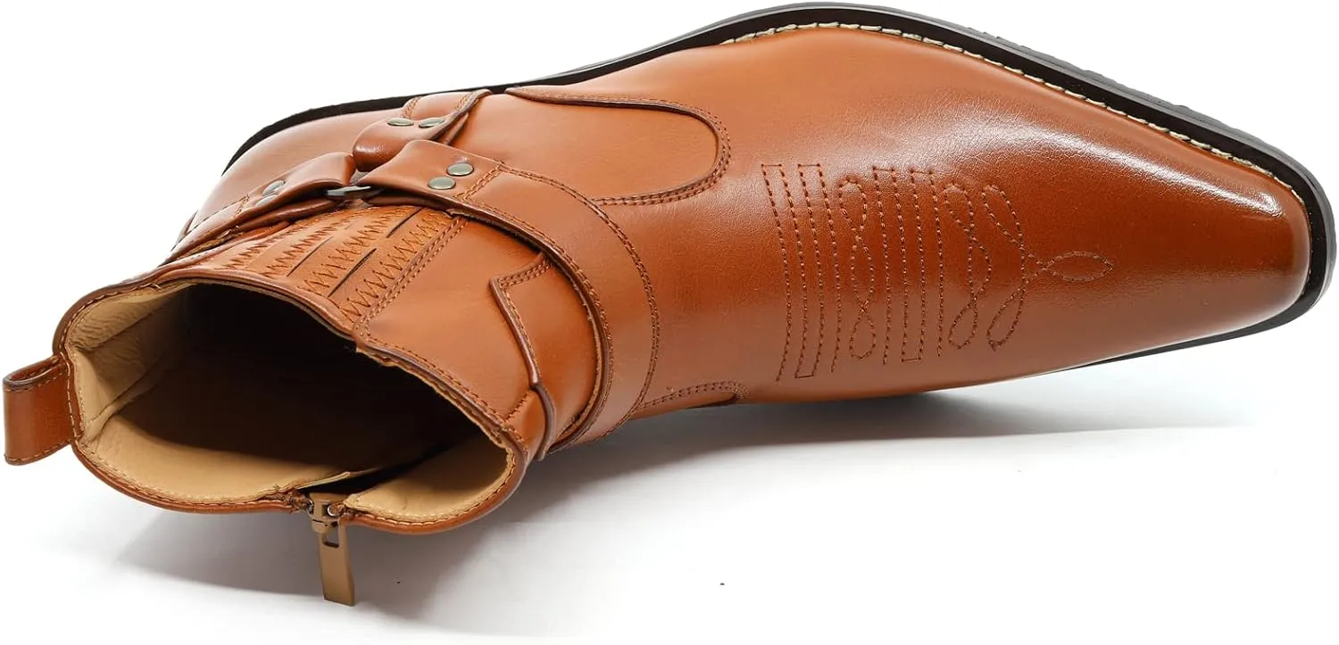 Metrocharm Diego-02 Men's Belt Strap Studded Western Cowboy Boots