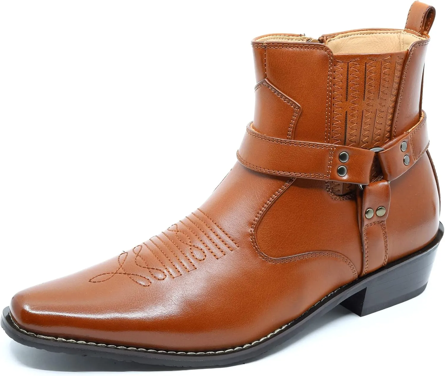 Metrocharm Diego-02 Men's Belt Strap Studded Western Cowboy Boots