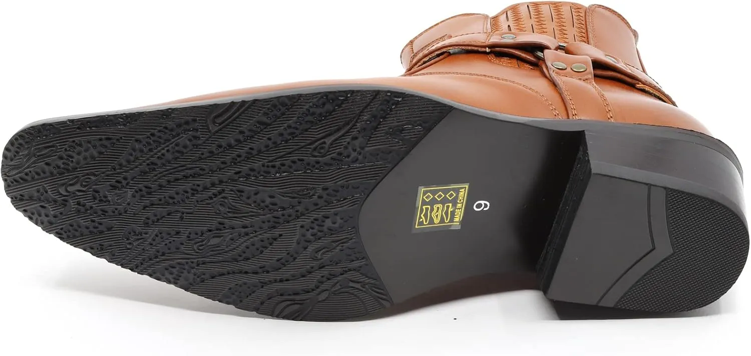 Metrocharm Diego-02 Men's Belt Strap Studded Western Cowboy Boots