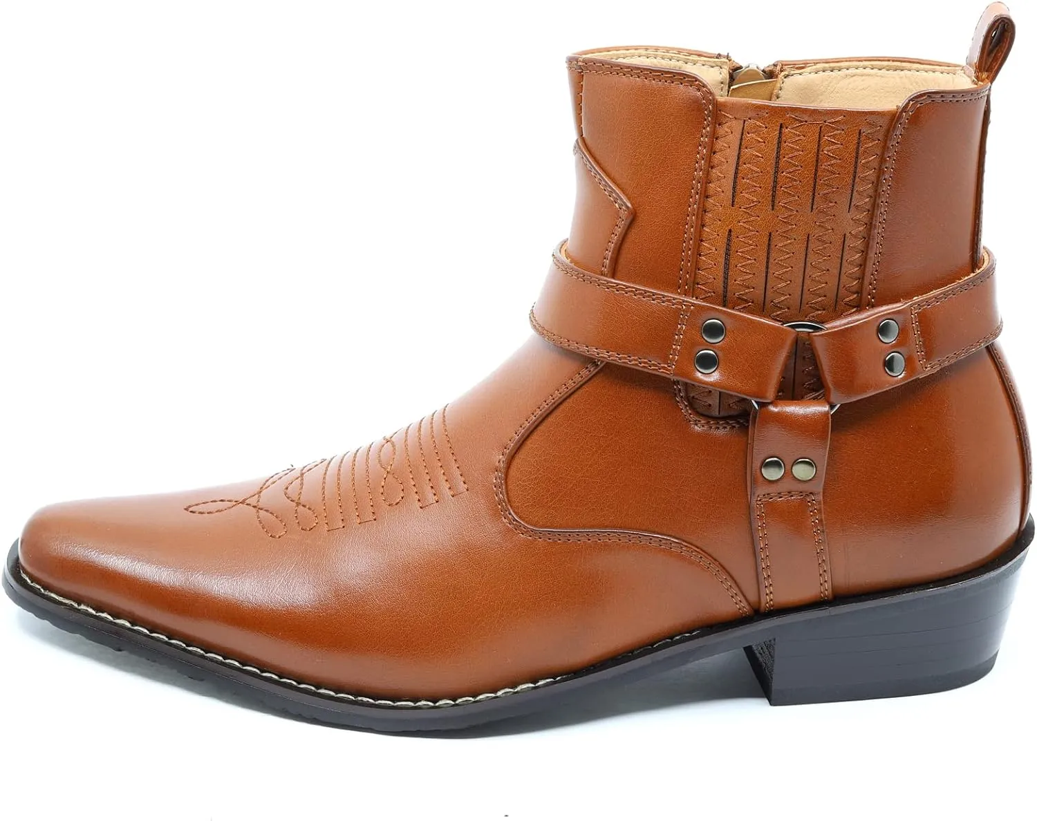 Metrocharm Diego-02 Men's Belt Strap Studded Western Cowboy Boots