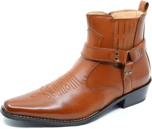 Metrocharm Diego-02 Men's Belt Strap Studded Western Cowboy Boots