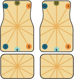 Mid Century Modern Retro Car Mats, All Weather Floor Mats, Universal Fit Automotive Floor Mats for SUV, Vans, Sedans, Trucks, Set of 4pcs