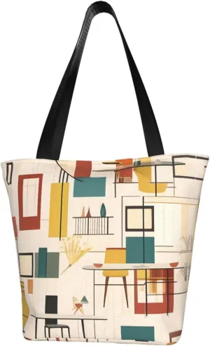 Mid Century Modern Women's fashion shoulder bag, shopping handbag, suitable for weekend travel shopping shoulder bag messenger bag