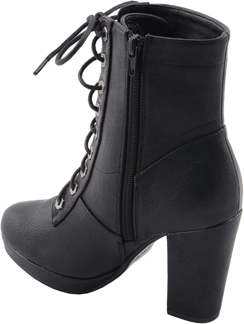 Milwaukee Leather MBL9418 Women's Black Lace-Up Fashion Boots with Studded Accents and Platform Heel